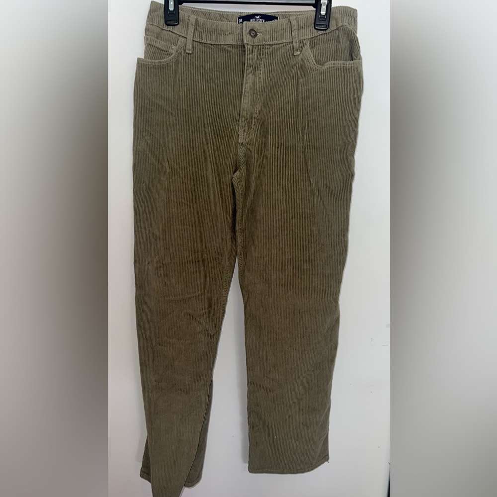 Hollister Green Corduroy Pants Straight Leg